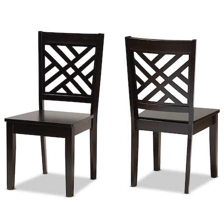 Baxton Studio Caron Modern and Contemporary Transitional Dark Brown Finished Wood 2-Piece Dining Chair Set 180-11430-Zoro